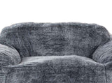 Modern Soft Faux Fur Memory Foam Bean Bag with Armrest, Living Room Lounger Chair, BlueGray B011P204484