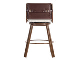 Sibyl Indoor Upholstered Swivel Bar Stool with Metal Frame, Walnut Finish and Beige Upholstery, Set N775P340827B