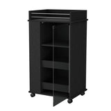 Lusk Bar Cart with 2-Bottle Holder Shelf, Glass Door and Casters B128P176152