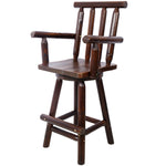 ZUN Rustic Bar Stool - Fir Wood Construction, Chair with Footrest,Wide Armrest, Rustic Kitchen Stool, 70148702