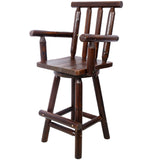 ZUN Rustic Bar Stool - Fir Wood Construction, Chair with Footrest,Wide Armrest, Rustic Kitchen Stool, 70148702