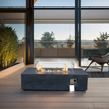 52 Inch Outdoor Concrete Propane gas rectangle Fire Pit table in Dark Gray color W2620P182374