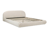 Archie Puffy Grounded Upholstered Platform Bed Queen, Oatmeal Light Beige Chenille B2719P479035