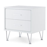 White 2-Drawer Accent Table with Hairpin Legs B062P181399