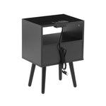 ZUN 15.75" Rattan End table with Power Outlet & USB Ports , Modern nightstand with drawer and solid wood W126573111