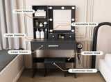 Vanity Table with Mirror & Adjustable LED Lights, Power Outlet, Hairdryer Holder & Stool Compact 54057039