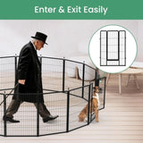 ZUN Dog Playpen, 40" Height 8 Panels Fence with Anti-Rust Coating, Metal Heavy Portable Foldable Dog Pen W1134P237567