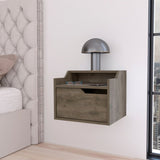 ZUN Nolan Dark Brown Dual-Shelf Display Floating Nightstand B062P175146