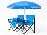 55.91"*19.69"*31.50"Double Folding Beach Chair with Removable Adjustable Umbrella, 2-Person XL 87545942