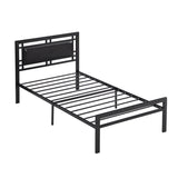 Twin Size metal bed Sturdy System Metal Bed Frame, Modern style and comfort to any bedroom, black W2297P347753