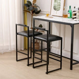 ZUN Black Bar Stool with Backrest Set of 2 Counter Height PU Leather Upholstered Bar Chairs with W1757122139