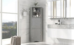 ZUN Tall Bathroom Corner Cabinet, Freestanding Storage Cabinet with Doors and Adjustable Shelves, MDF 45790350