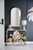23" x 42" Hand Carved Rose Antique Mirror Frame, Wood Arch Mirror Wall Decor for Living Room, W2078126747