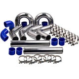 Universal 3" Aluminum Turbo Intercooler Pipe Tube Kit w/ Silicone Hose Clamps 50382334