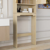 ZUN Over The Toilet Storage Cabinet, Bathroom Shelves Over Toilet with 2 Rattan Doors&Adjustable 64279565