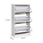 ZUN Narrow Shoe Storage Cabinet with Mirror, Wood Slim Shoe Rack 3 Tier Shoe Organizer for Home and 76491292