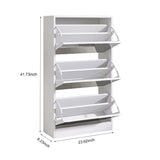 Narrow Shoe Storage Cabinet with Mirror, Wood Slim Shoe Rack 3 Tier Shoe Organizer for Home and W132081779
