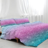 Colorful Glitter Bedding Girly Turquoise Blue Pink and Purple Pastel Colors Duvet Cover 3 Piece 88113699
