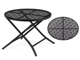 18 inch Folding Side Table, Metal Steel Outdoor Round Coffee Table with Flower Cutouts for 23715014