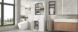 White Bathroom Storage Cabinet with Two Doors, Drawers, Adjustable Shelf & Three Open Shelves N725P252486K