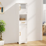 Tall Bathroom Floor Cabinet,Narrow Slim Freestanding Cabinet with 1 Drawer and 2 Doors T3210P293446