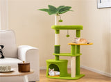 48" Cat Tree with Tropical Leaves - Self-Groomer & Scratching Posts, Space-Saving 60046421