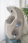 ZUN 16.9x10.2x31.9" White Abstract Water Fountain with Blue Base with Light, for Indoor and Outdoor W2078138947