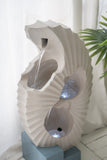 ZUN 16.9x10.2x31.9" White Abstract Water Fountain with Blue Base with Light, for Indoor and Outdoor W2078138947