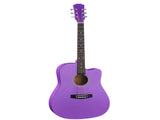 Purple 41-inch Dreadnought barrel-shaped cutaway acoustic guitar with pick, strings, capo, gig bag, 39878185