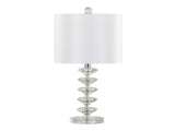Diamond Stacked 23" Contemporary Crystal Table Lamp in Clear K9 Crystal with Off-White Silk-Like B202P224007