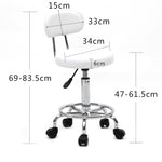 ZUN Round Shape Adjustable Salon Stool with Back and Line White 46930452