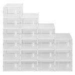ZUN Shoe Storage Boxes 18 Pack Clear Plastic Stackable - White 71099697