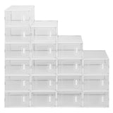 ZUN Shoe Storage Boxes 18 Pack Clear Plastic Stackable - White 71099697