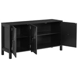 U_STYLE Sideboard with Curved Swirl Patterned Doors and Artistic Three-Door Design,Suitable for N711P178411B