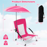 2 Pack Pink Umbrella Chair for Adults with Adjustable ParasolPortable Backpack Beach Chair 62111420