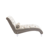 COOMORE Velvet Chaise Lounge Indoor,Button-Tufted Upholstered Chaise Lounge Chair with Pillow for W39538682