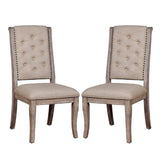 Set of 2 Beige Upholstered Side Chairs in Rustic Natural Tone B016P156590