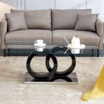 ZUN A rectangular modern and fashionable coffee table with tempered glass tabletop and black legs. W1151140298