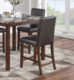 ZUN Classic Stylish Espresso Finish 5pc Counter Height Dining Set Kitchen Dinette Faux Marble Top Table B011P148646