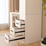 White Computer Desk with 4-in-1 Socket, the Desk with 3 Slide Drawers and 4 Storage Levels, the 04862487