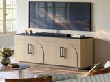 67" Modern Sideboard Buffet Cabinet, 4-Door Storage Cabinet with Arched Geometric Doors and Black W1820P514496