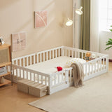 Fence Bed With Door With Board White Painted Pine Full Children's Bed 22080146