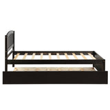 Twin size Platform Bed Wood Bed Frame with Trundle, Espresso WF194302AAP