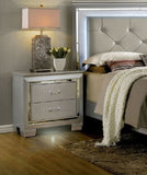 Contemporary 1pc Nightstand Silver Bedside Table LED Light English Dovetail Drawer Bedroom Furniture B011P232477