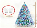 6ft Pre-Lit Flocked Christmas Tree, 300 RGB LED Lights with Smart APP & Remote, 16M Colors Music 22281427