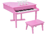 Pink Kids Piano 30-Key Keyboard Toy with Bench Piano Lid and Music Rack 71599977