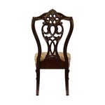 ZUN Formal Traditional Dining Chairs 2pc Set Dark Cherry Finish with Gold Tipping Jacquard Fabric B01178666