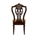 ZUN Formal Traditional Dining Chairs 2pc Set Dark Cherry Finish with Gold Tipping Jacquard Fabric B01178666