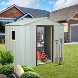 8ft x 4ft Outdoor Metal Storage Shed With window and metal foundation White W54071039