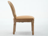 French Style Solid Wood Frame Antique Painting Linen Fabric Rattan Back Dining Chair,Faux Cane W1143P540086